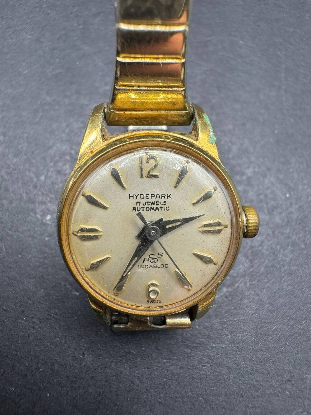 Vintage Hydepark 17 Jewels Automatic Wristwatch 10K Gold Filled Expansion Band